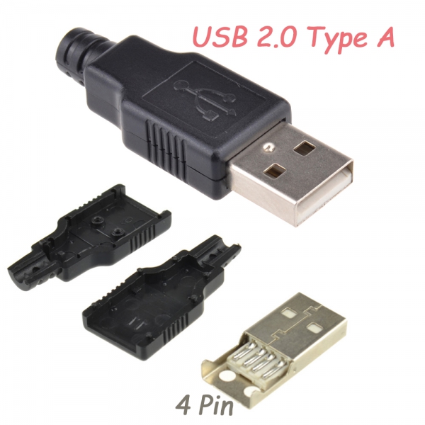 Lituojamas Lizdas USB Type-A A 2.0 Male 4 Pin Plug