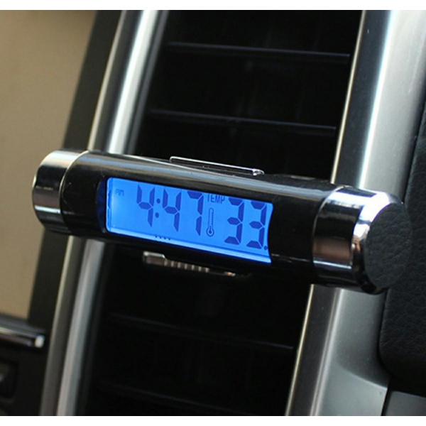 Elektroninis automobilinis laikrodis ir termometras