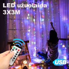 LED USB Užuolaida - Girlianda, spalvota