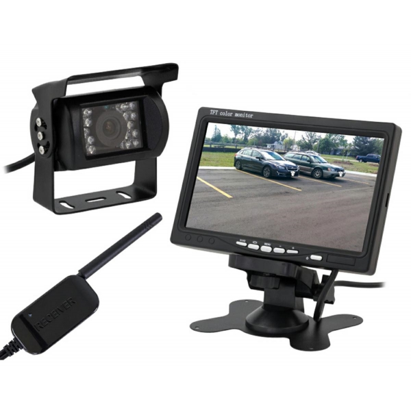 Bevielė vaizdo kamera automobilio galinio vaizdo stebėjimui + LCD 7"