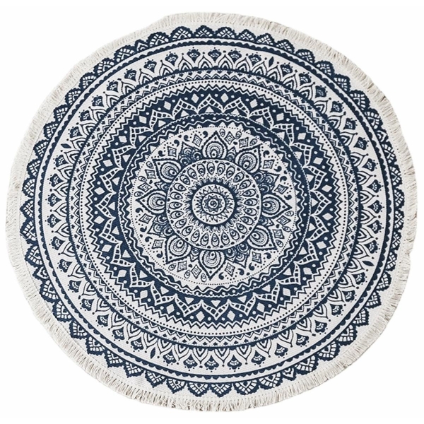 Apvalus boho stiliaus dekoratyvinis kilimas