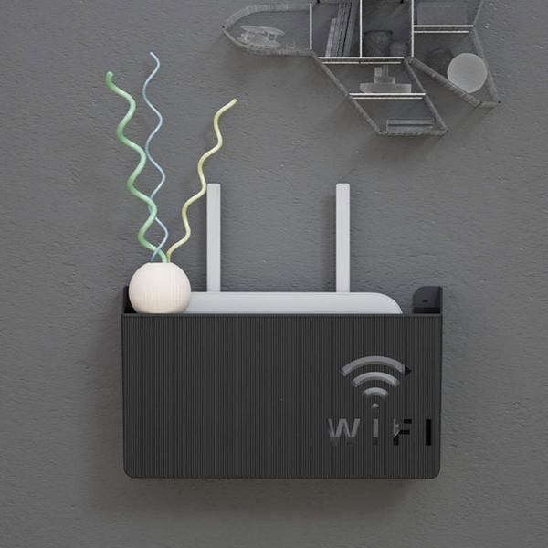 Sieninė lentyna Wi-Fi maršrutizatoriui (Juoda)