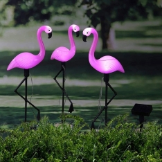 LED saulės sodo lempos – flamingas