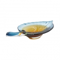 Dekoratyvinė stiklinė lėkštė lapo formos, 37x23x8 cm