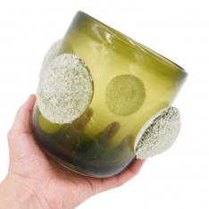 Stiklinė vaza su dekoratyviniais burbulais, 20×16 cm