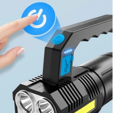Taktinis LED žibintuvėlis su COB ir T6 diodais