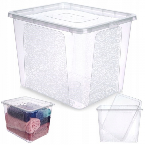 Permatomas plastikinis laikymo konteineris su dangčiu, 30 l