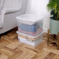 Permatomas plastikinis laikymo konteineris su dangčiu, 30 l