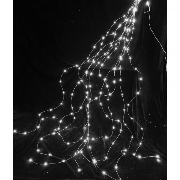 LED švieselių girlianda ant sidabrinių vielučių, 200 LED, 10x2 m, šaltai balta, IP44