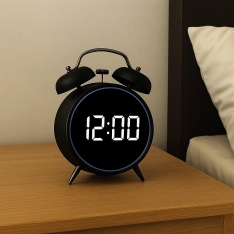Skaitmeninis LED žadintuvas su klasikinio laikrodžio dizainu