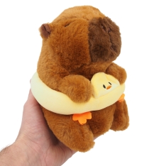 Minkštas pliušinis žaislas kapibara su geltonu plūduru