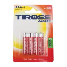 Baterijos TIROSS ENERGY AAA R03P 1.5V (4 vnt.)