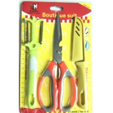 Peilis + žirklės + skustuvėlis