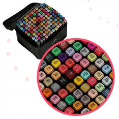 120 dvipusių markerių rinkinys su stovu ir dėklu