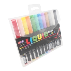 Akriliniai flomasteriai „LIQUID“ – 12 spalvų