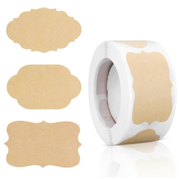 300 vnt. kraft popieriaus lipnių etikečių/lipdukų rinkinys