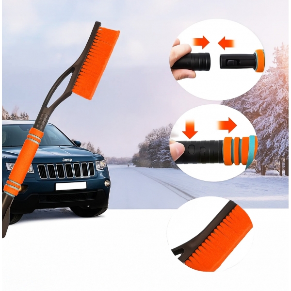 Automobilio sniego ir ledo valymo rinkinys su teleskopine šluota