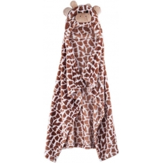 Minkštas kūdikio rankšluostis–apsiaustas su gobtuvu „Žirafa“