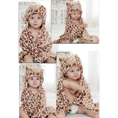 Minkštas kūdikio rankšluostis–apsiaustas su gobtuvu „Žirafa“