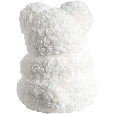 Meškiukas iš baltų rožių