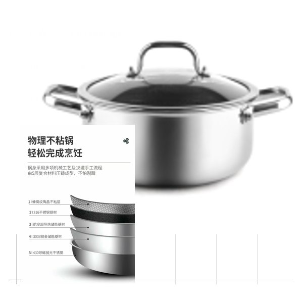 26 cm nerūdijančio plieno puodas su dangčiu