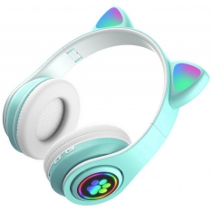 Belaidės ausinės Su LED Ausimis (Mėtinė)