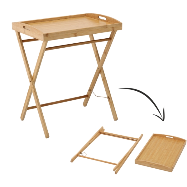 Sulankstomas bambukinis staliukas – padėklas