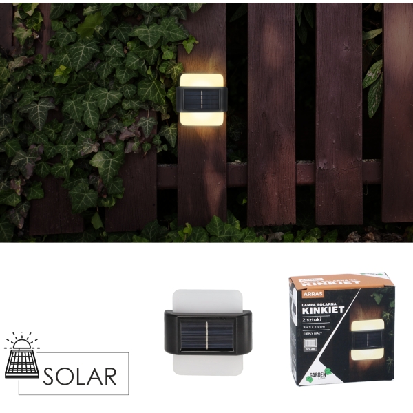 2 vnt. saulės energija įkraunami sieniniai šviestuvai