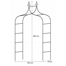 Sodo pergola augalams 150 × 37 × 240 cm, metalinė, juoda