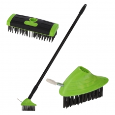 Teleskopinė šepečių sistema piktžolėms ir trinkelėms