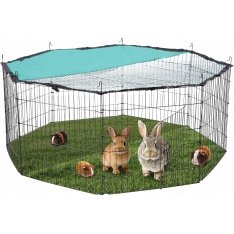 Gyvūnų aptvaras su apsauginiu tinkleliu nuo saulės