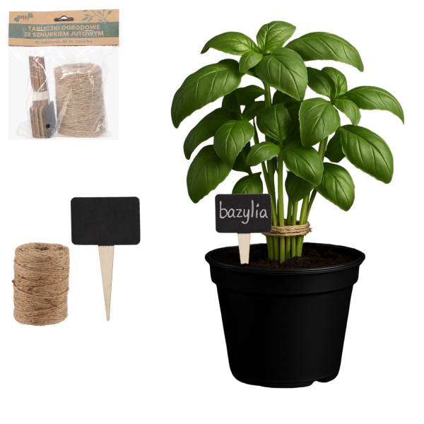 Džiuto virvutė su sodo etiketėmis – 60 m + 10 vnt.