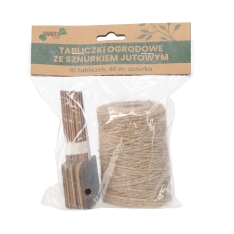 Džiuto virvutė su sodo etiketėmis – 60 m + 10 vnt.