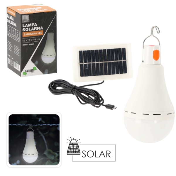 Saulės energija įkraunama LED lempa