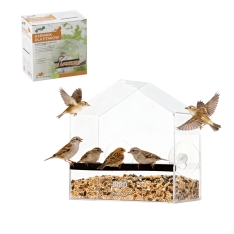 Langinis paukščių lesyklėlė su siurbtukais (permatoma)