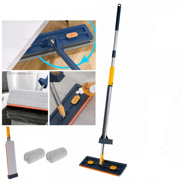 Plokščias grindų šluostės rinkinys su vandens išspaudimo sistema