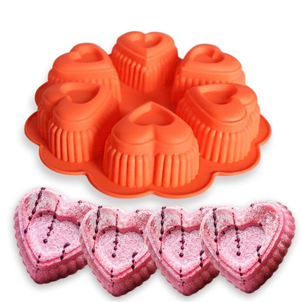 Silikoninė kepimo forma širdelės formos keksiukams