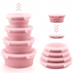 Silikoninių sulankstomų maisto indelių rinkinys (4 vnt.) rožinė