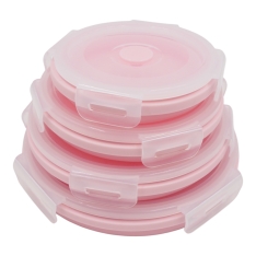 Silikoninių sulankstomų maisto indelių rinkinys (4 vnt.) rožinė