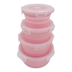 Silikoninių sulankstomų maisto indelių rinkinys (4 vnt.) rožinė