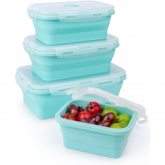 Stačiakampių silikoninių maisto indelių rinkinys (mėlyna)