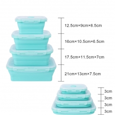 Stačiakampių silikoninių maisto indelių rinkinys (mėlyna)