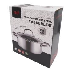 26 cm nerūdijančio plieno puodas su dangčiu