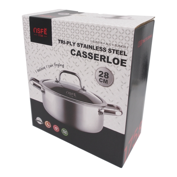 Puodas su dangčiu OSFÉ Tri-Ply, 26 cm, 7 l