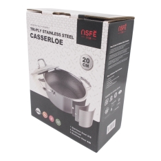 20 cm nerūdijančio plieno puodas su dangčiu