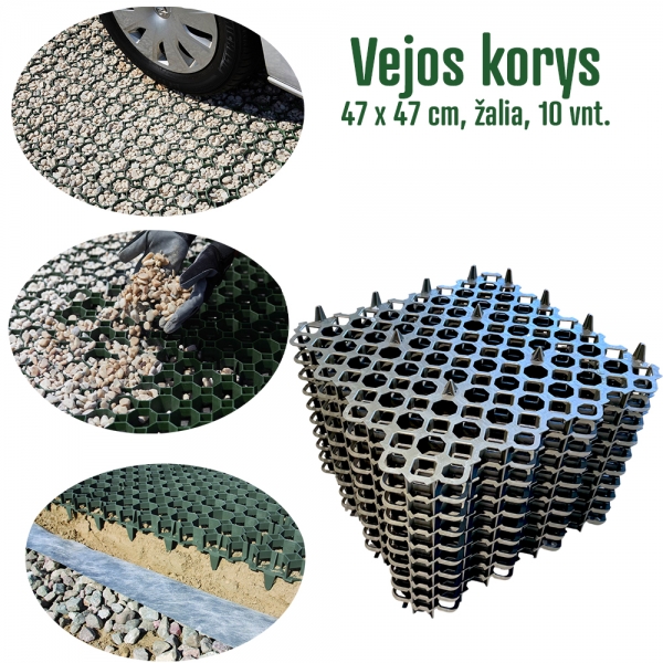 Vejos korys , 47 x 47 cm, žalia, 10 vnt.