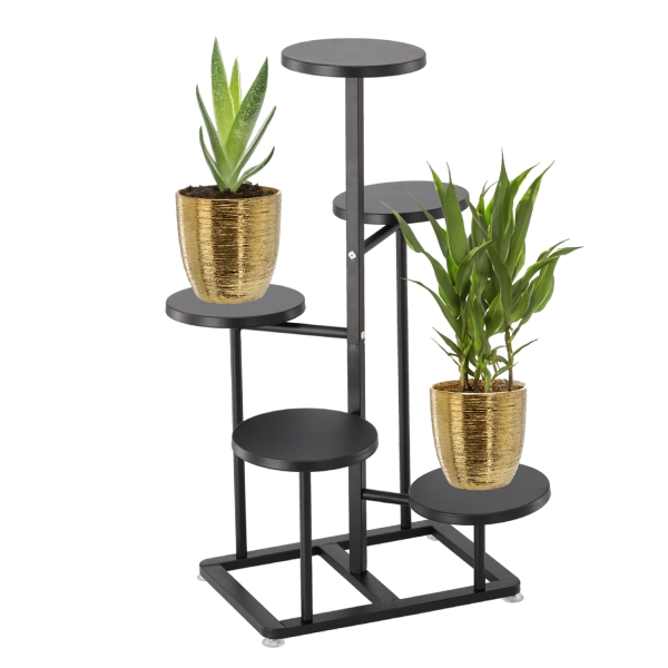 5 lygių stovas gėlėms ir augalams 47 × 47 × 80 cm, juodas