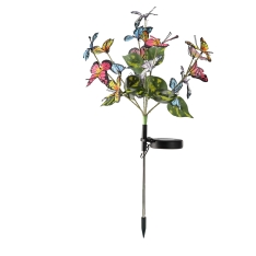 Saulės energija maitinama sodo dekoracija su LED drugeliais, 68 cm