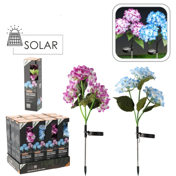Saulės energija maitinama dekoratyvinė LED lempa „Hortenzija“, 68 cm