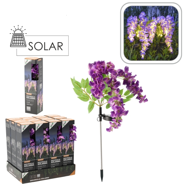 Saulės energija maitinama dekoratyvinė LED lempa „Visterija“, 70 cm